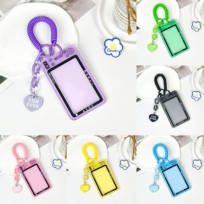 Transparent Acrylic Photocard Holder Card Case Candy Color ID Bus Card Holder Photos Protector Sleeve Badge Stationery