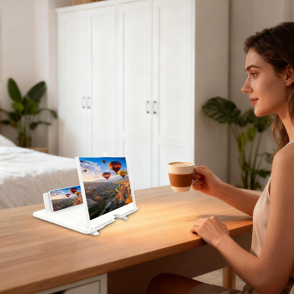 Portable 3D Video Magnifier Desktop Projector Turns Phone into Big Screen for Travel Breaks Home Entertainment Seniors