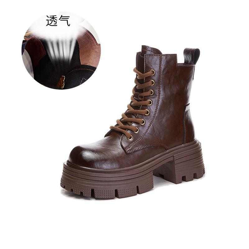 Leather Martin Boots Women's 2025 Autumn and Winter New Women's High-heeled Retro Polished Short Boots Casual Versatile Thin Women's Boots