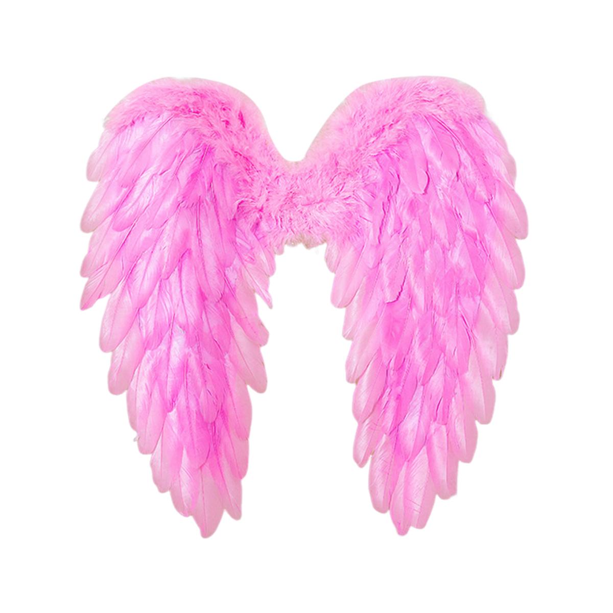 

Женские крылья ангела с перьями, костюм феи на Хэллоуин, карнавальные крылья, аксессуары для сценического шоу для взрослых и детей 45x45cm розовый