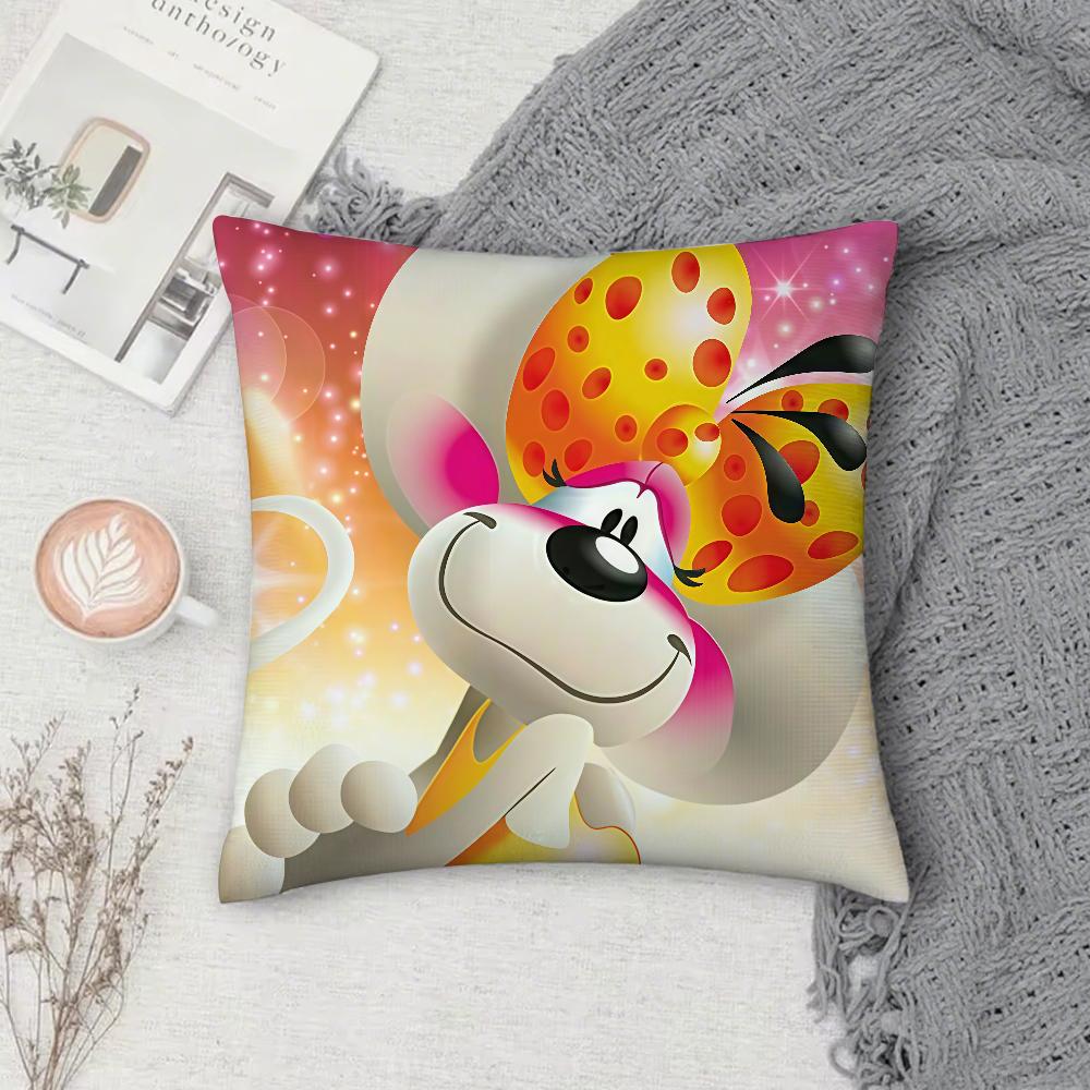 Cartoon DDiddl RRatS Pillow Case Square DoubleSided Printing Sofa Cushion Cover Pillowcase Bedroom Bedside