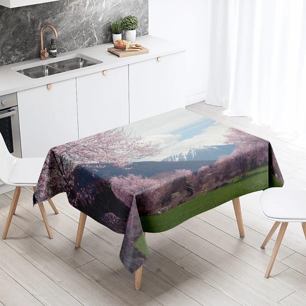 Natural World Scenery Tablecloth Landscape  Anti-Stain Waterproof Rectangular  Kitchen Table Home Decor