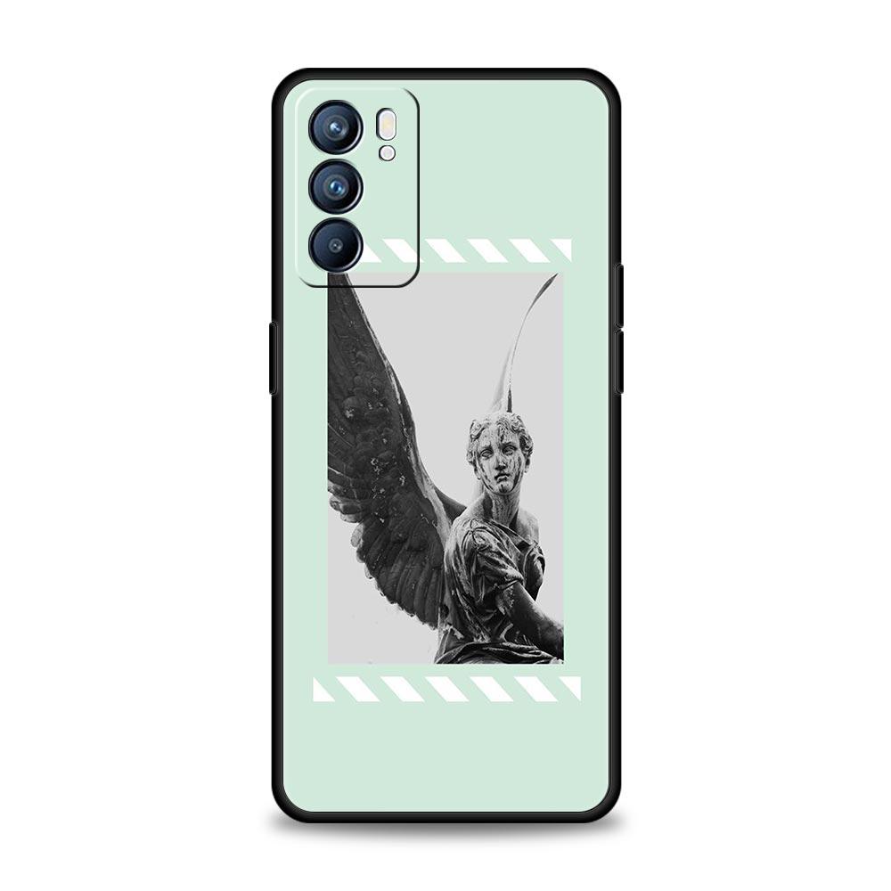 Cartoon Statue Abstract Art Phone Case For Oppo A17 A31 A54 A57 A78 A79 A98 Find X5 X6 Reno 6 7 8 10 11 12 13 F Pro 5G Soft TPU