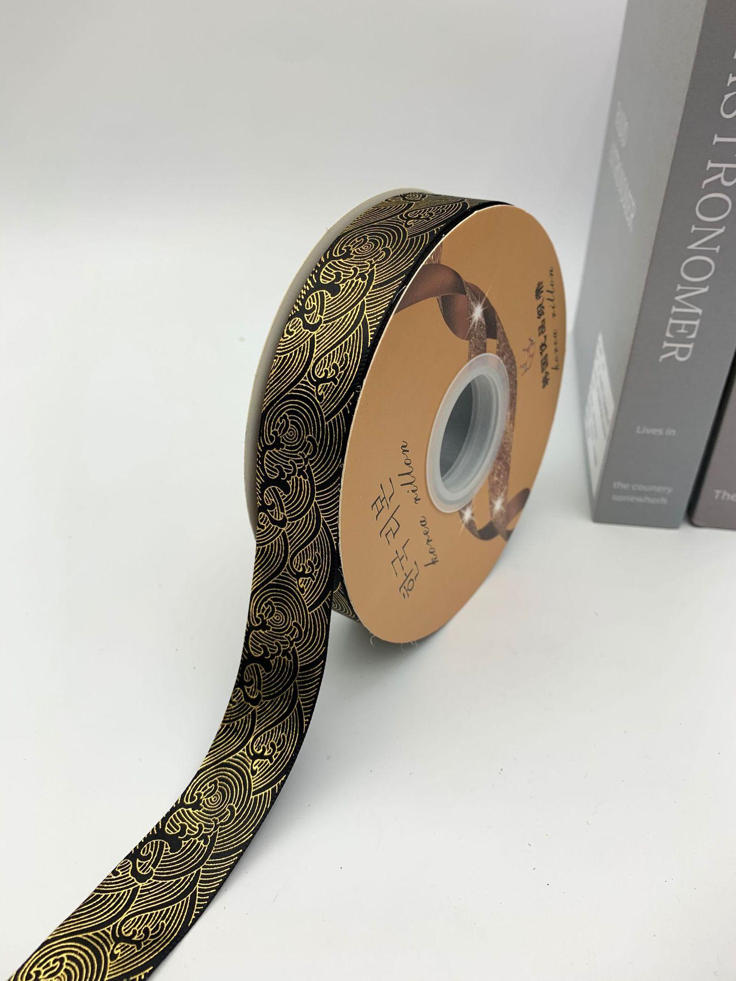 

Лента из полиэстера шириной 2,5 см с лазерным золотым узором «Волны», бант ручной работы, репсовая тесьма, прямая поставка 20 black; 2.5cm wide about 44 meters