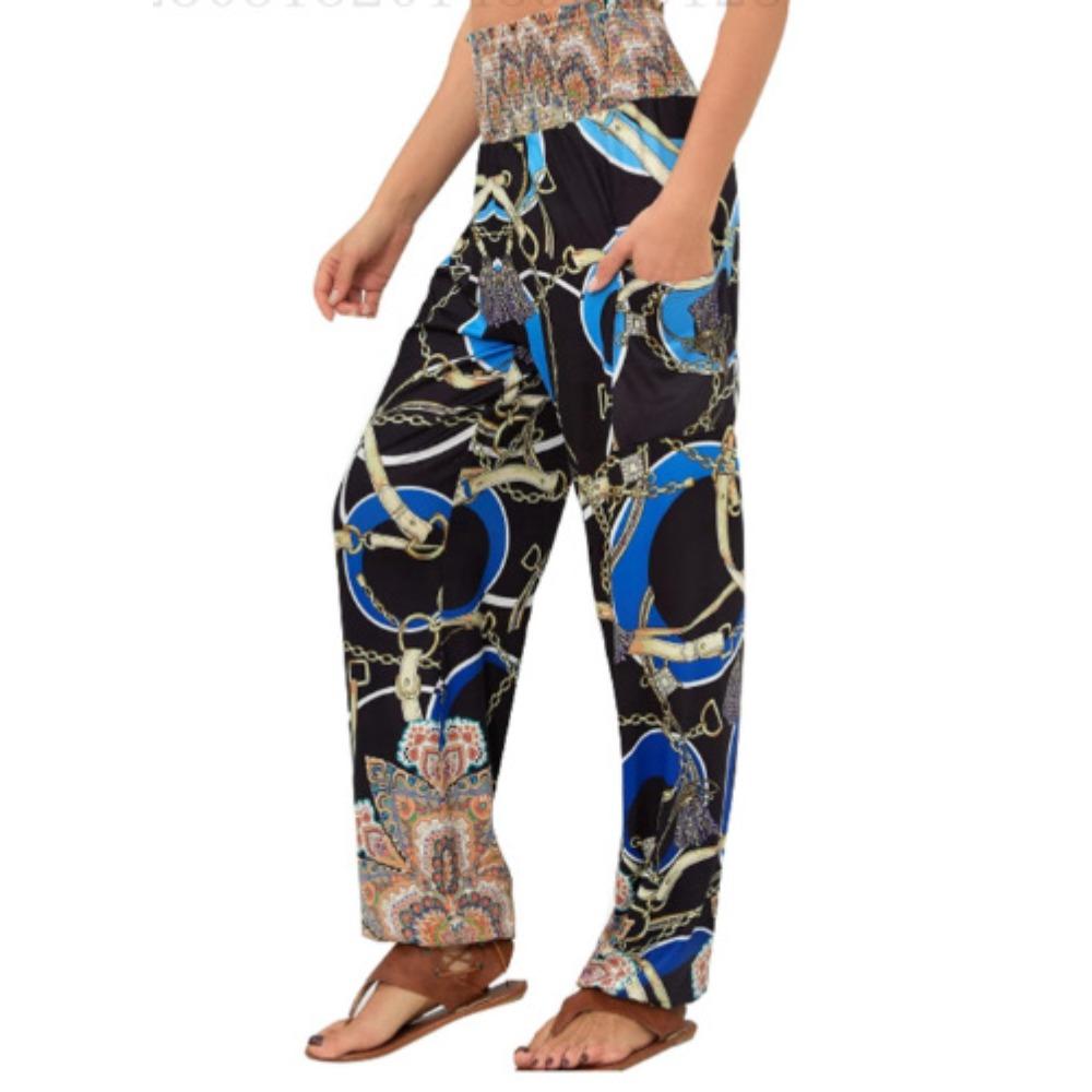 

Women s Casual Flare Pants with Striped Digital Print – Trendy Boho Style 3XL