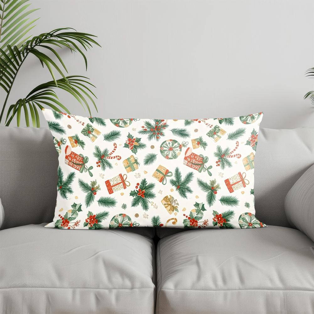 Home Decor Gingerbread & Snowflake Pillow Cover Suitable For Sofa Bedroom Car Pillow Cover Cushion Rectangular Back Cushion