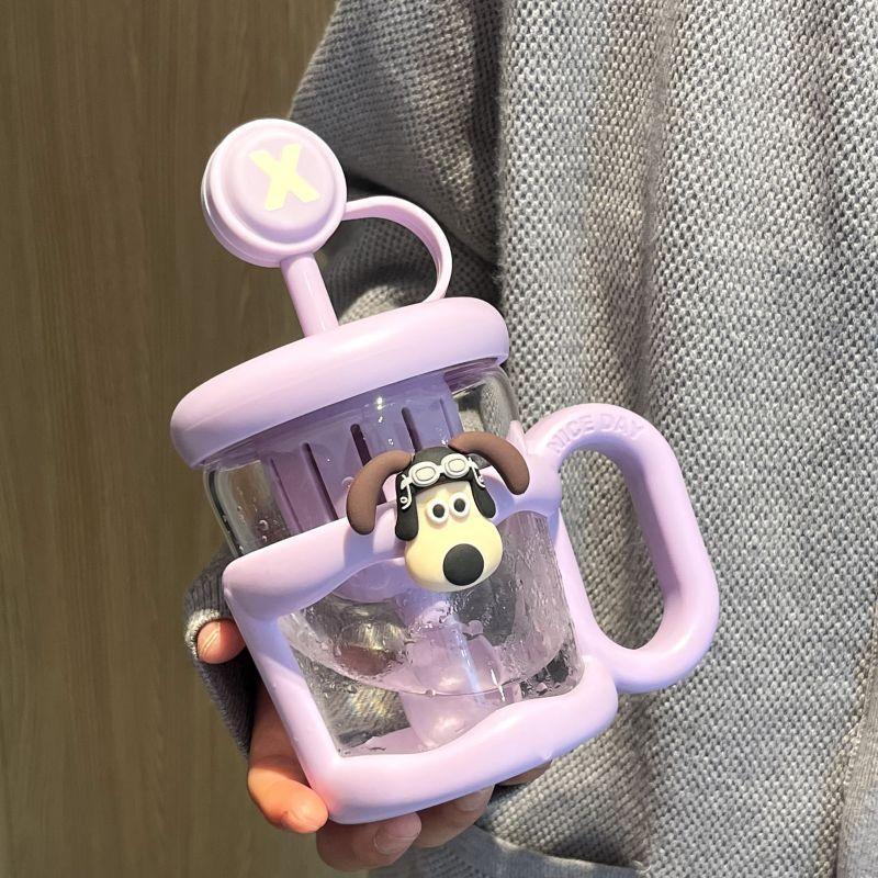 

Childrens Cute Tea Separation Cup With Handle And Cover For Kids фіолетовий