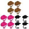 4 Pieces Straw Covers Cap Cowboy Hat Shaped Silicone Dust Plug for Camping