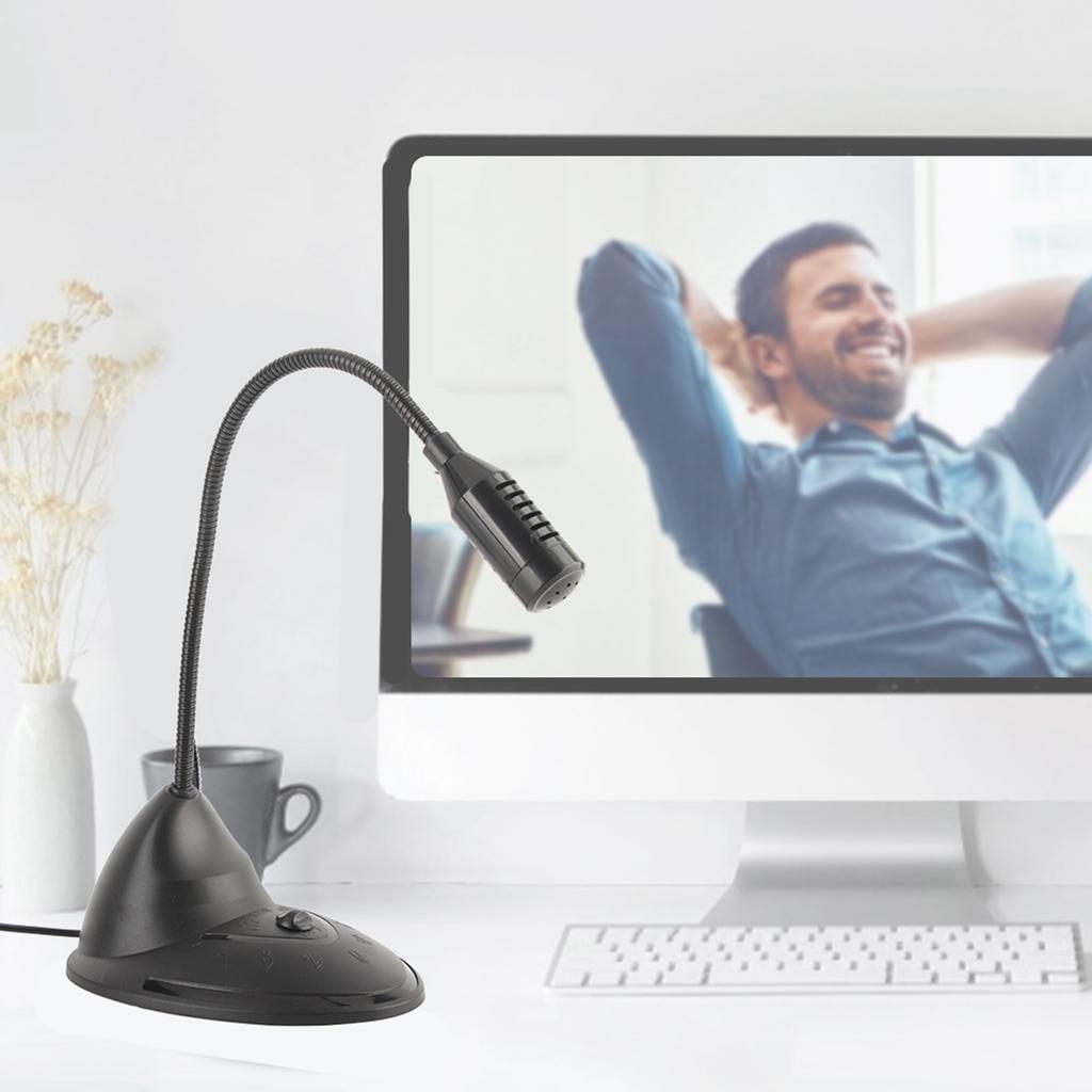 ABS Schwarz Omnidirektional Richtcharakteristik 3,5mm Stecker Verstellbarer Schwanenhals Kabelgebundenes Notebook-Mikrofon