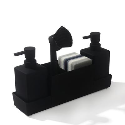 Kitchen Soap Dispenser Set with Sponge Holder, Dish Brush, and Tray for Hand and Dishwashing