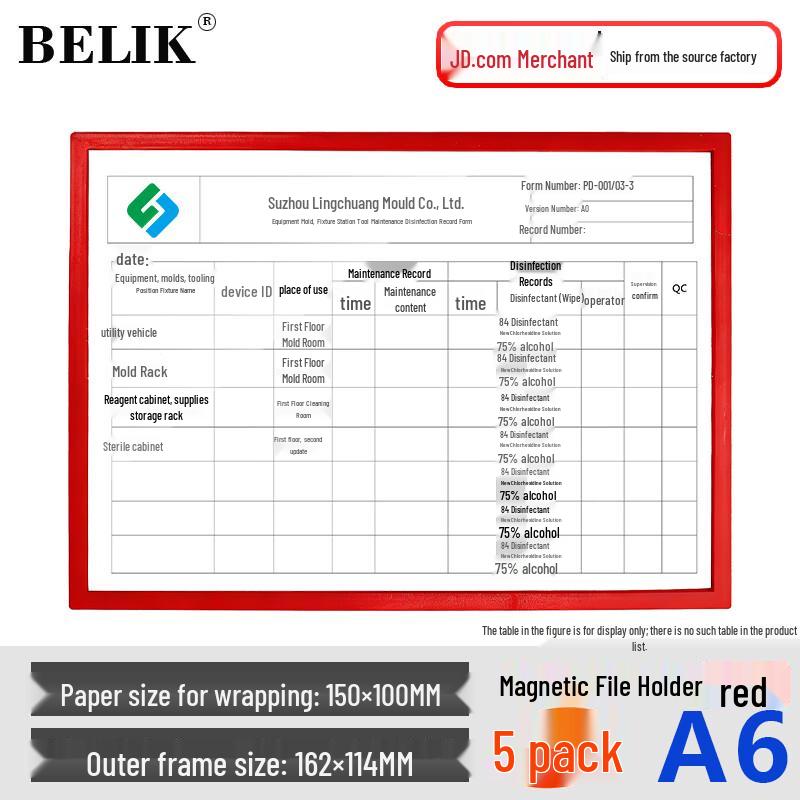 BELIK Magnetic Document Display Frames (5-Pack) A6