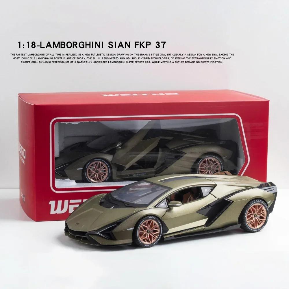 1/18 Lamborghini SIAN FKP37 Car Model Alloy Diecast Boys Toy Supercar High Simulation 4 Door Opened Collections Kids Toy
