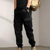 Men Cargo Pants Ankle-banded Loose Solid Color Multi Pockets Soft Breathable Drawstring Elastic Waist Casual Sport Men Sweatpants Long Trousers