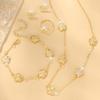 5-piece Fashionable and Elegant Gold Floral Decoration Zircon Earrings Necklace Bracelet Ring Combination