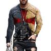 Vintage Print Men T-Shirts Samurai Pattern Knights Templar 3D Top Cotton Tee Streetwear Autumn Long Sleeve Oversized T Shirt 5XL