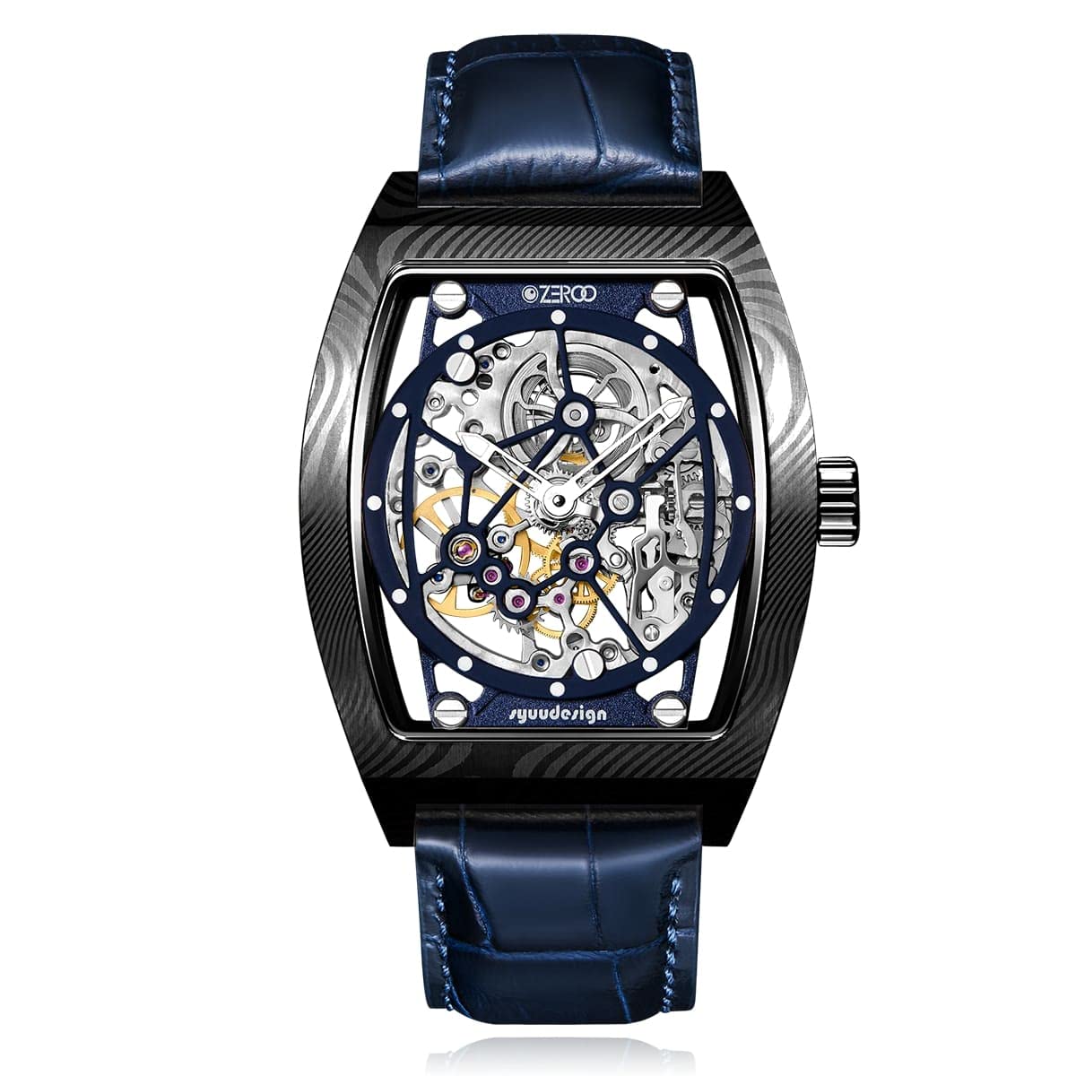 

ZEROO M1D THE AURIGA Watch Mechanical Manual Winding Skeleton Damascus ZM001DBBL Color [ZERO] Men s [Genuine Product] (Blue/Case Black)