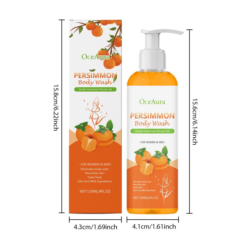Oceaura Persimmon Deodorizing Shower Gel Odor Remover Sweat Stains Body Cleaning Lasting Fragrance Smoothing Nourish Body Wash