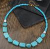 Multiple Styles Available Necklace for Women Natural Turquoise Beaded Jewelry Niche Sense Double Teardrop Pendant Turquoise Beautiful Elegant Necklace
