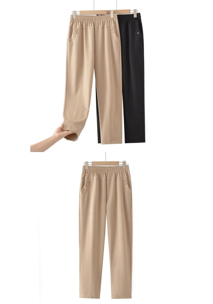 Summer High-Waisted Wide-Leg Pants for Middle-Aged Women