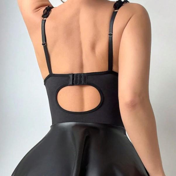 European & American Sexy Leather Lingerie Dress for Parties