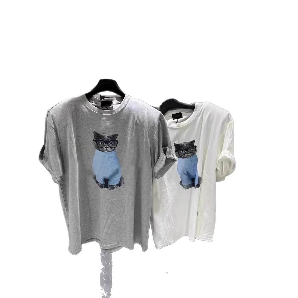 White Cat Women's Pure Cotton Loose Half Sleeve T-Shirt - New Spring/Summer 2026 Design