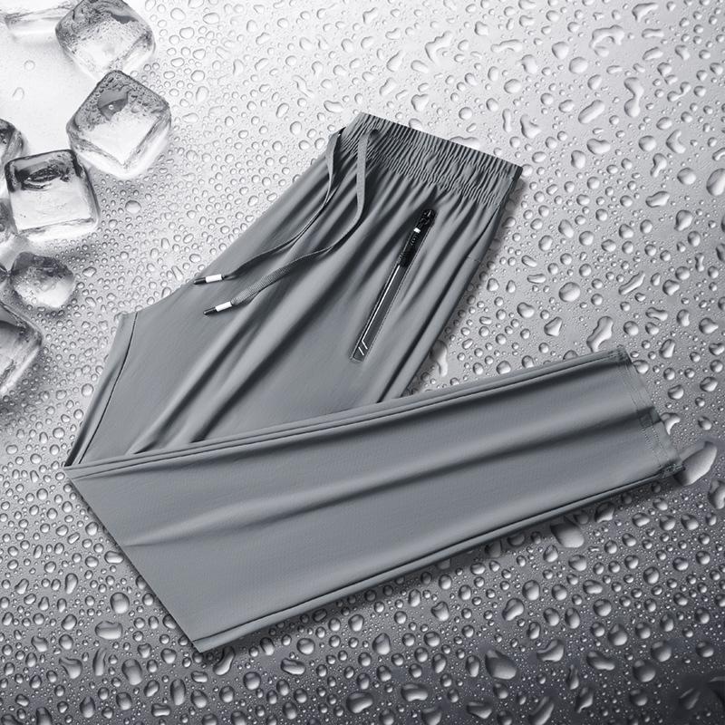 Men's Summer Ice Silk Quick-Dry Lightweight Elastic Waist Pants