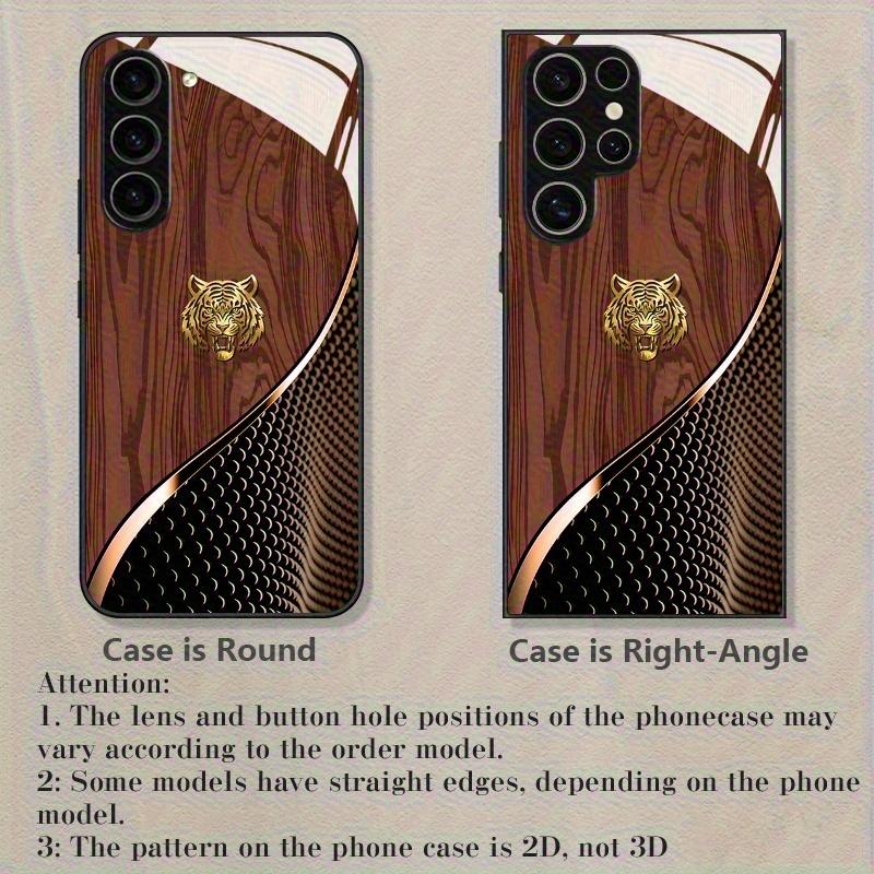 Golden Tiger Brown Wood Grain Pattern Glass Phone Case Suitable for Samsung GalaxyS26 S25 S24 S22 S21 S20FE/Ultra/Plus Anti Fall