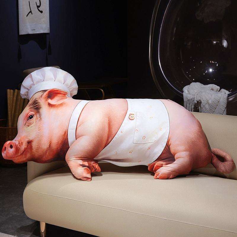 40~130cm Cosplay Pig Cartoon Animal Plush Throw Pillow Stuffed Miss Chef Cowboy Piggy Cushion Sofa Chair Decor Gift