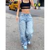 2023 Cargo Pants Streetwear Women Jeans Y2k Aesthetic Mid Waist Loose Baggy Trousers 2000s Denim Pants Korean
