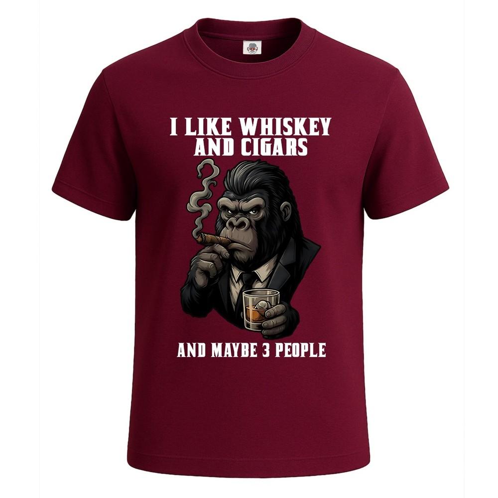 I like whiskey and cigars and maybe 3 people tshirt for mens novelty tee top 2XL