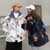 Nová móda Podzim a zima Obě strany nosí jehněčí vlna Bavlna Kabát Pár Milovníci zahuštěné volné oblečení Tisk