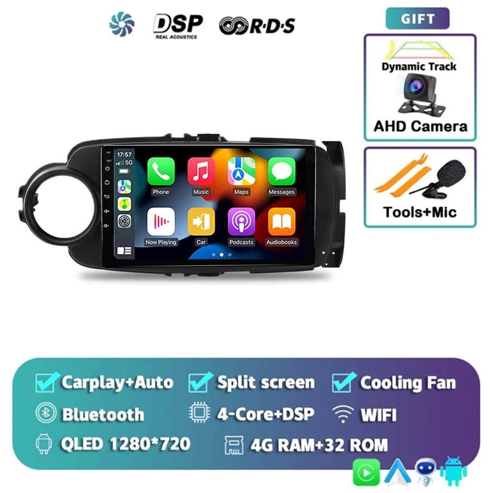 Android 14 Carplay Car Radio For Toyota Yaris 2012 2013 2014 2015 2016 2017 Navigation GPS Multimedia Player Stereo Wifi BT Auto