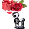 Sugar Skull Couple Figurine, Resin Crafts Cute Statue Skeleton Memorial Sculpture, Halloween Home Decor Collectible Figurines, Sugar Skull Gifts for