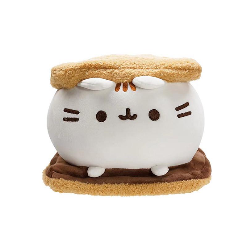 Colorful 25cm Hamburger Cat Plush Toy Stuffed Animal Cake Cat Rainbow Cat Doll