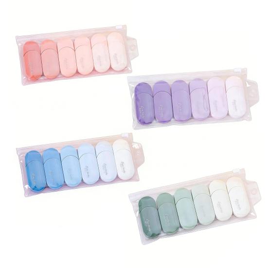 6Pcs High-Capacity Correction Tape with Gradient Color Case Smooth Roller for Students No-Skip Tear-Resistant Cute Office Supplies for School Home