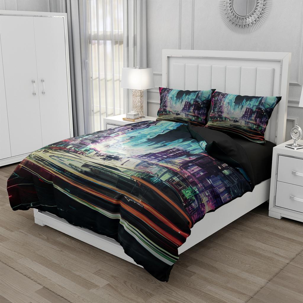 City View Bedding Set Digital Print Duvet Cover Kit Ultra-fine Fiber Pillowcase New Wholesale Bedspread