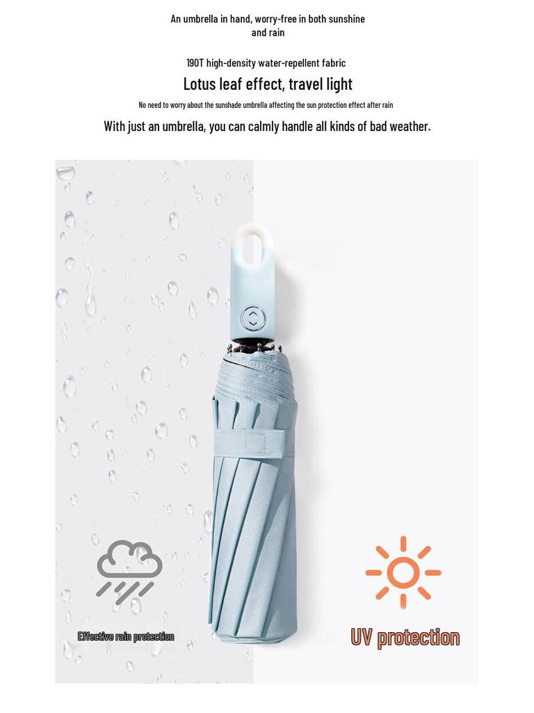 Three-Fold Automatic Donut Hook Umbrella: UV Protection, Sunshade & Rain Shield