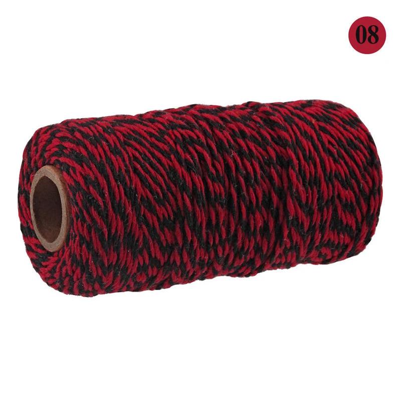 100Meter/Roll Two Colors Cotton Cord Baker Twine Colorful Cotton Crafts Twine Macrame Cord String Bandage Label Rope