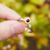 Men Blue Glass Lucky Metal Beads Metal Round Beads Ring Finger Ring Fashion Jewelry Blue Eye Rings