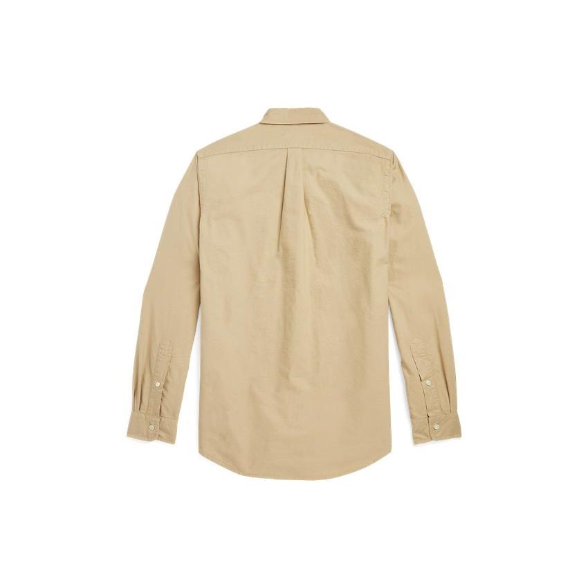 Polo Ralph Lauren Solid Color Polo Collar Long Sleeve Shirt Men shirts Brown MNPOWOV16822687-260