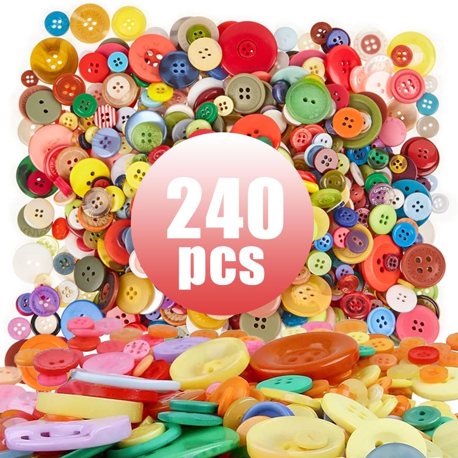 240 Stück Kleine runde Knöpfe Bunte handgefertigte Kunstschöpfungszubehör Bastelbedarf Nähen Kleidung DIY Malutensilien XJM