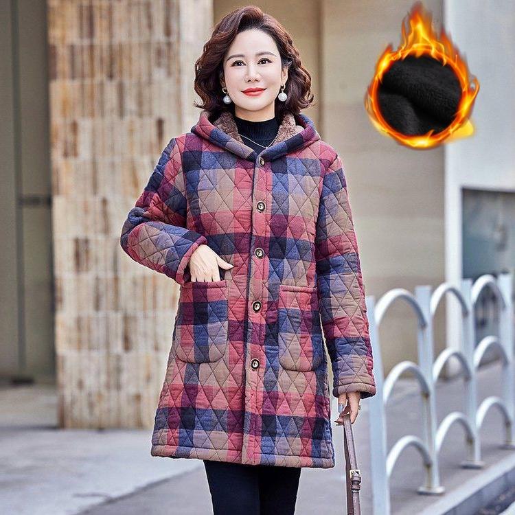Plus Velvet Thickened Overalls Jacket Casual Padded Jacket Mother Padded Jacket Winter Plus Warm Padded Jacket Women