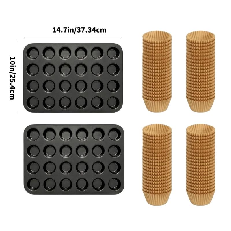 Home Baking Mini Cake Pan with 24 Cup Carbon Steel Tray, Single Tray Form and Smooth Side for Small Cakes and Regular Oven Use Daily