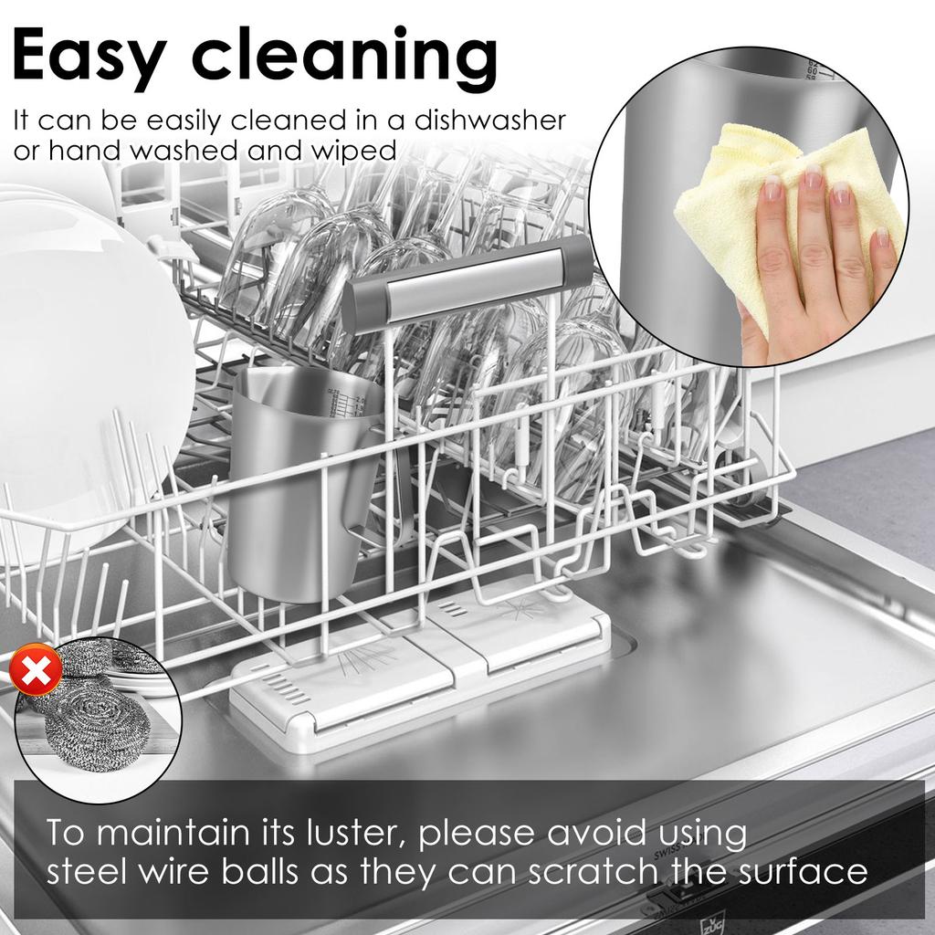 Stainless Steel Milk Coffee Graduated Measuring Cup Latte Art Measuring Cup with Lid Suitable for Home Use and Coffee Shops