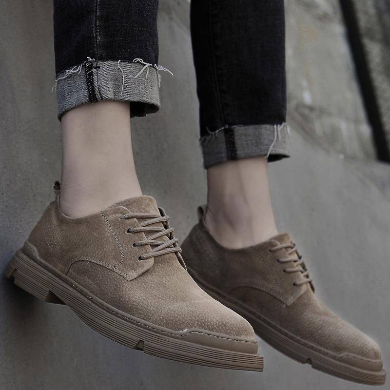 Men's European-Style Casual Round Toe Leather Shoes, Versatile Outdoor Low-Top Design