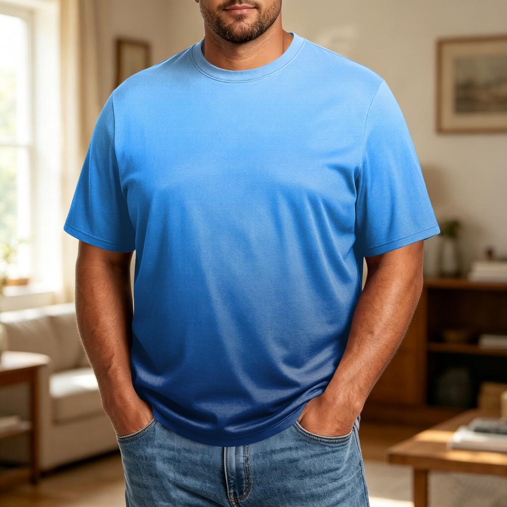 Men's Big Size Comfortable Breathable Casual Loose Fit T Shirt Top Soft Fabric Short Sleeve Crew Neck Tee for Everyday Wear