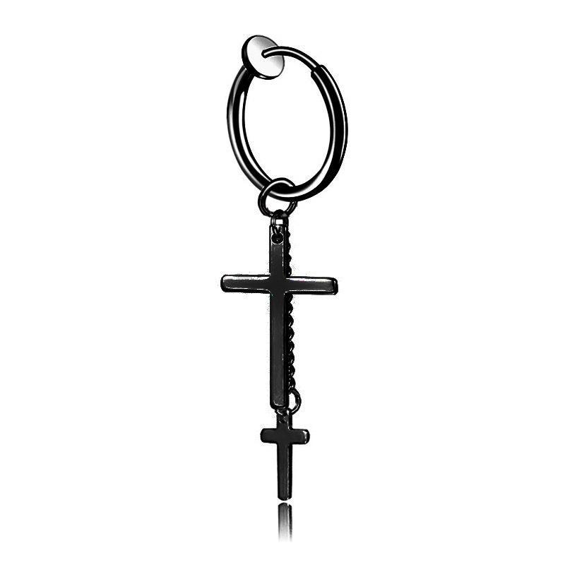 Unisex Fake Piercing Titanium Stud Earrings - No Hole Ear Clips, Trendy Korean Style