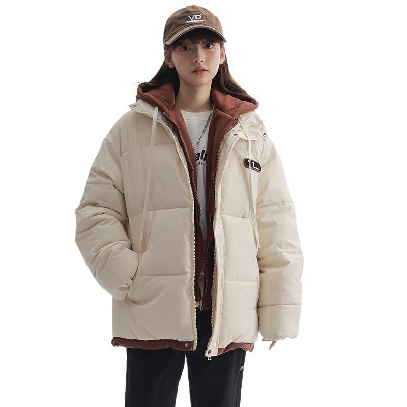 Fake Two Pieces of Cotton Clothes Women's Winter 2025 New Thickened Warm Padded Jacket Women's Down Padded Jacket Versatile Student Jacket