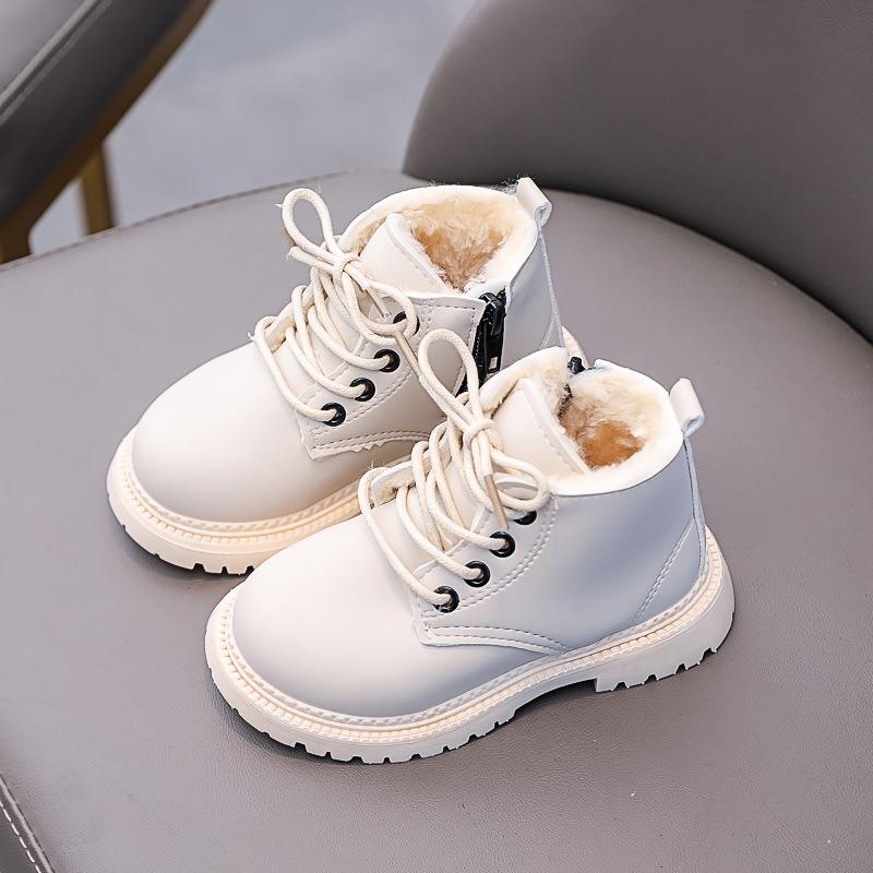 Spring/Autumn New Arrivals Kids' Shoes, Children's Boots & Martin Boots, Boys' Leather Versatile Short Boots, Black Lace-Up.