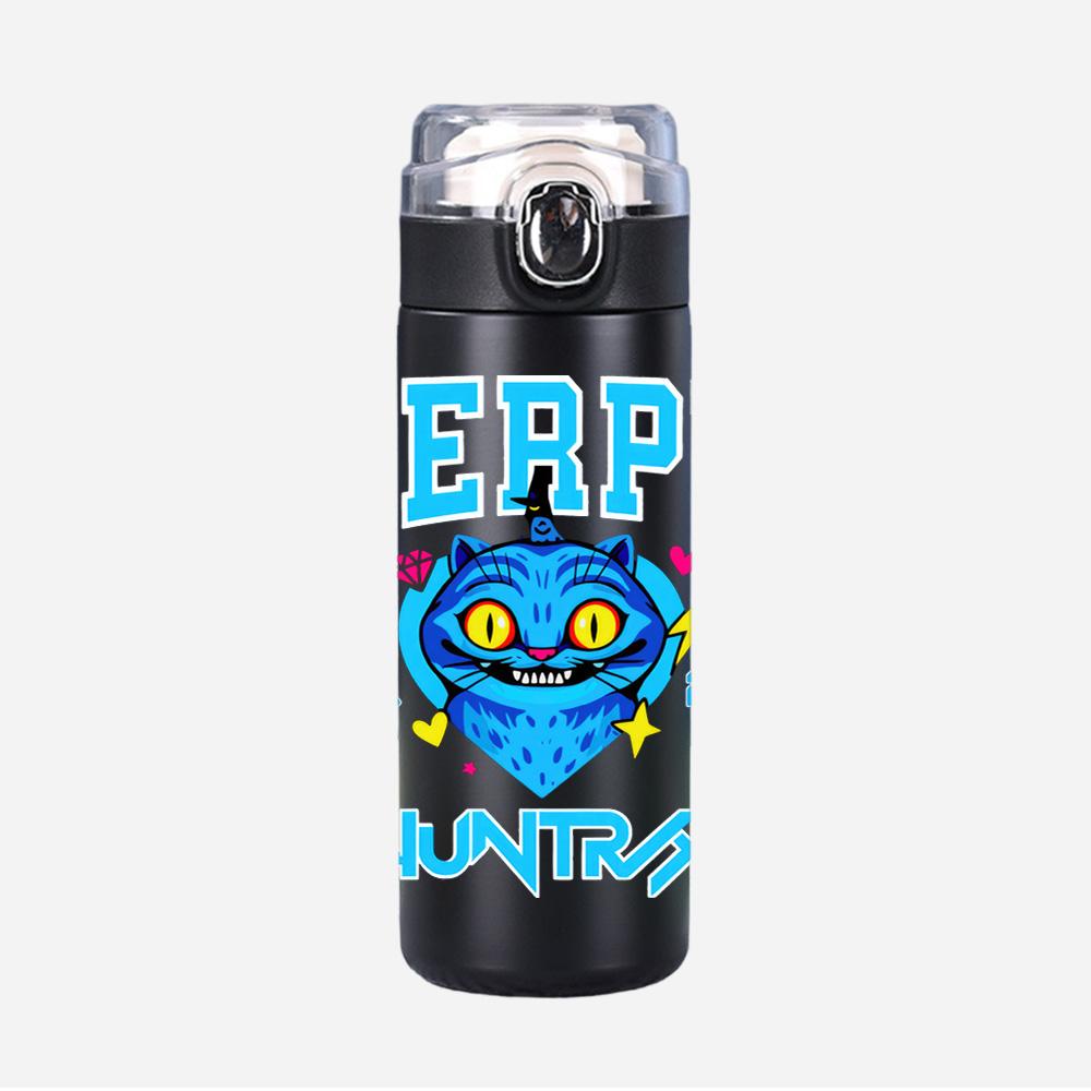 New Anime K-Pop Demon Hunters Printed 400Ml Water Bottle Thermos Cup Portable Stainless Steel Leak Proof Camping Water Cup Kid Gifts